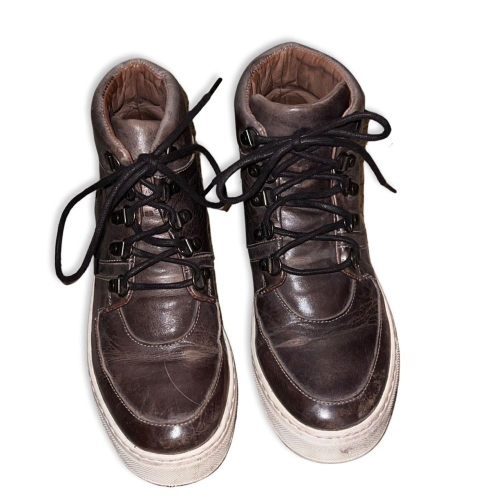 Bed Stu Brown Leather High Top Sneakers Front Tie Boots Women’s  size 6.5